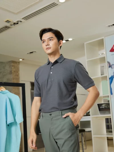เสื้อยูนิฟอร์มโปโลคลาสสิก สีเทาเข้ม